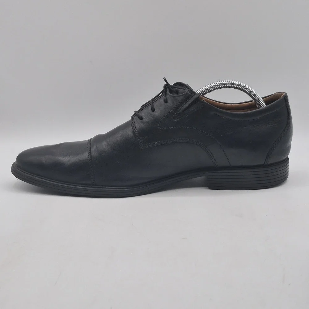 Clarks‎ Collection Shoes Mens Size 11.5 Black Leather Cap Toe Derby Dress